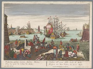 Vista del puerto de Malta Prospect des Meer Hafens der Insul Malta (título sobre el objeto) Vistas al puerto (título de la serie) de Georg Balthasar Probst