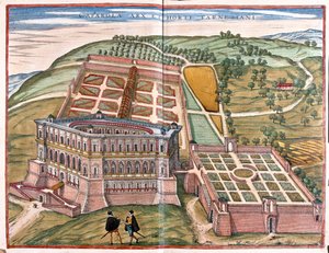 Caprarola y jardines, Italia - en "Civitates Orbis Terrarum" de Georg Braun, Colonia 1617