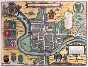 Chester - Gran Bretaña, en "Civitates Orbis Terrarum" de Georg Braun, Colonia 1617 de Georg Braun