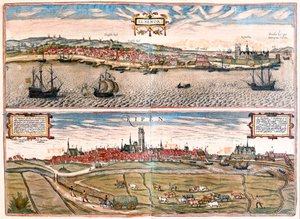 Helsingor (Helsimor - Hamlet), Dinamarca - en "Civitates Orbis Terrarum" de Georg Braun, Colonia 1617 de Georg Braun