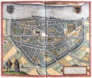 Nimega - Países Bajos, en "Civitates Orbis Terrarum" de Georg Braun, Colonia 1617 de Georg Braun