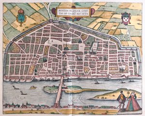 Orleans - Francia, en "Civitates Orbis Terrarum" de Georg Braun, Colonia 1617