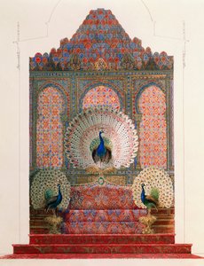 Diseño para el Trono del Pavo Real del claustro morisco en el castillo real de Ludwig II en Linderhof