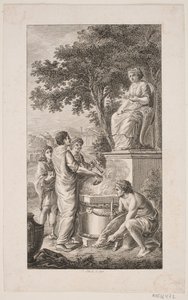 Ilustración con escena de sacrificio de Georg Christian Schule