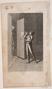 Ilustración con joven y esqueleto de Georg Christian Schule