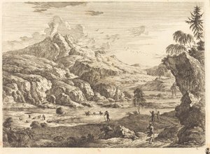 Paisaje Montañoso con Ríos y Figuras de Georg Eisenmann