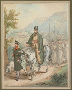 Soldados Rusos Acompañando a un Sacerdote a Caballo de Georg Emanuel Opitz
