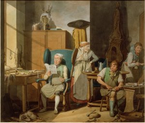 Familia de zapateros en el taller de Georg Emanuel Opitz