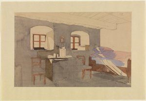 Un dormitorio con luz natural de Georg Friedrich Kersting
