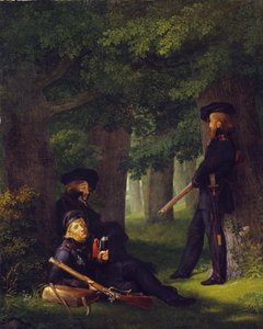 Alemán: Theodor Körner, Friedrich Friesen y Heinrich Hartmann en el puesto de avanzada
