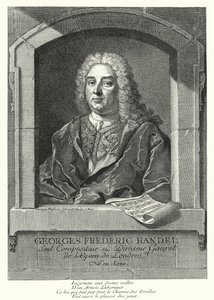 George Frideric Handel, compositor barroco alemán (grabado)