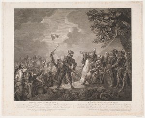 La famosa batalla del rey Valdemar II en la ciudad de Wolmar en Letonia, 1219 de Georg Haas