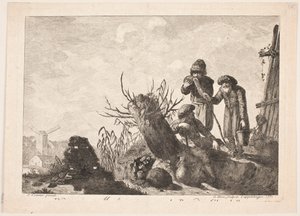 Tres campesinos en un paisaje de Georg Haas