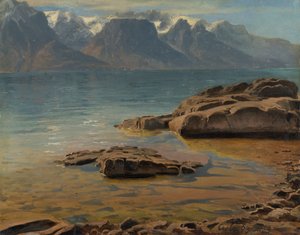 Lago de Ginebra cerca de Vevey hacia Evian de Georg Heinrich Crola