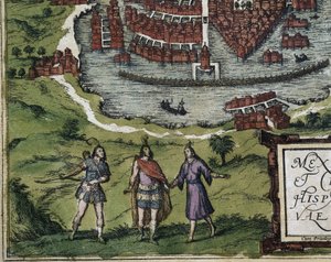 BRAUN, Jorge (1541-1622). ORTELIUS, Abraham (1527-1598). HOGENBERG, Franz (1535-1590). Civitatis Orbis Terrarum (Theatrum orbis terrarum). 1572-1617. Ciudad de México (1576). Detalle con aztecas. Aguafuerte. ESPAÑA. CASTILLA Y LEÓN. Salamanca. Universidad  de Georg Hogenberg Franz (1535 90) & Ortelius Abraham (1527 98) Braun