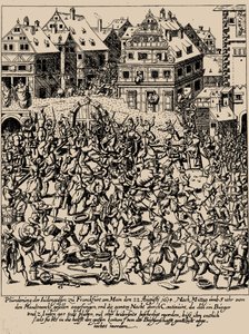 El Levantamiento de Fettmilch. El saqueo del Judengasse en Frankfurt el 22 de agosto de 1614, c. 1616-1617 de Georg Keller