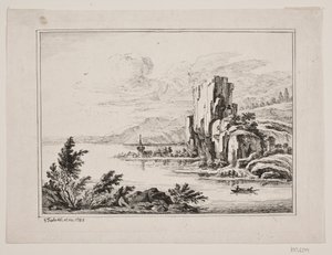 Paisaje montañoso junto a un lago de Georg Mathias Fuchs