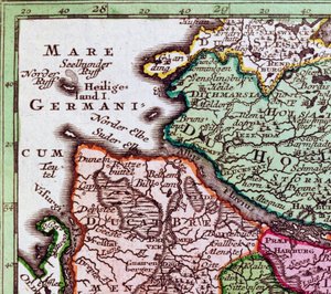 (detalle) Heligoland de un mapa del norte de Alemania