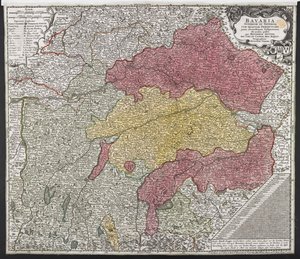 Mapa de Baviera, c.1757 (grabado en color)