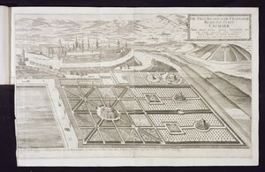 Los nuevos jardines en Cremsier, la residencia del Príncipe-Obispo, publicado c.1700 de Georg Matthaus Vischer