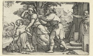 Abraham expulsa a Agar e Ismael Historia de Abraham (título de la serie) de Georg Pencz