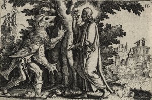 Cristo Tentado por el Diablo en el Desierto de Georg Pencz