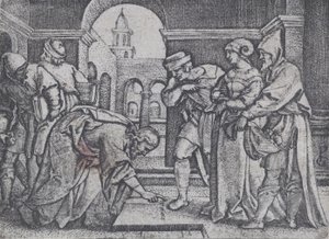 Cristo y la mujer adúltera de Georg Pencz