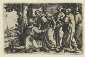 Cristo cura a un leproso
Vida de Cristo (título de la serie) de Georg Pencz