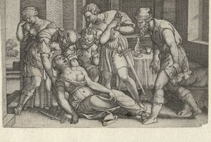 Colatino y Bruto ante la moribunda Lucrecia Historias de la historia romana temprana (título de la serie) de Georg Pencz