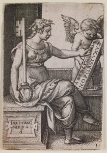 Grammatica, de la serie “Las artes liberales” de Georg Pencz