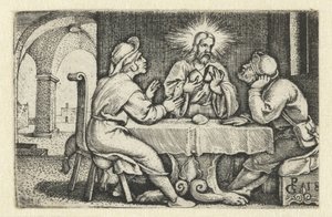 Comida en Emaús Vida de Cristo (título de la serie) de Georg Pencz