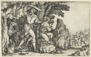 Sacrificio de Abraham de Isaac Historia de Abraham (título de la serie) de Georg Pencz
