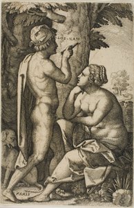París y Enone, de Heroínas griegas de Georg Pencz