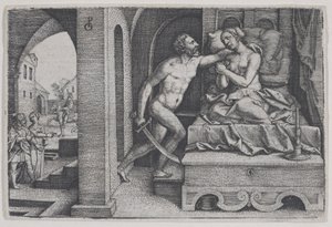 Tarquino viola a Lucrecia, de Escenas de la Historia Romana de Georg Pencz