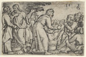 El milagro de los panes y los peces, de La historia de Cristo, 1534-35 de Georg Pencz