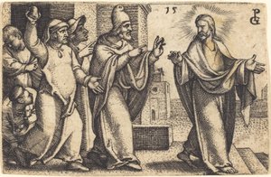 Los fariseos desean apedrear a Cristo de Georg Pencz