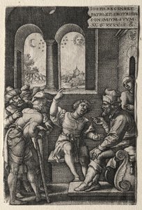 La historia de José: José contando sus sueños a su padre, 1544 de Georg Pencz