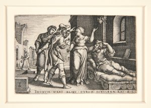 Tobit cegado, pl. 3 de la serie La historia de Tobías de Georg Pencz