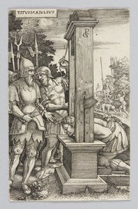 Tito Manlio asistiendo a la ejecución de su hijo de Georg Pencz