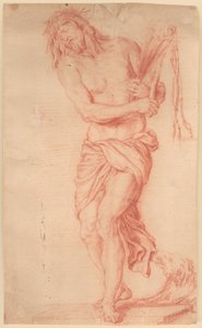 Ecce Homo. Cristo sufriente de pie con látigo y corona de espinas en la cabeza de Georg Petel