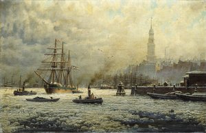 El puerto de Hamburgo, 1893 de Georg Schmitz