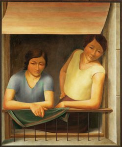 Dos chicas en la ventana (óleo sobre lienzo)