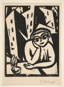 mujer en la ventana de Georg Schrimpf