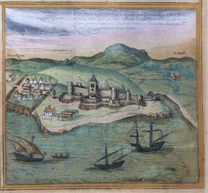 Elmina de Civitates Orbis Terrarum, c.1572 de Georg Braun und Franz Hogenberg