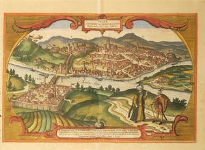 Budapest de Civitates Orbis Terrarum de Georg Braun and Hogenberg Franz