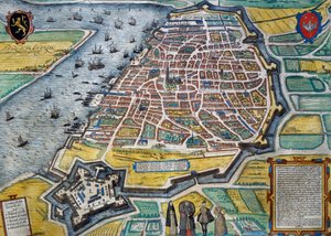 Ciudad de Amberes de Georg Braun and Hogenberg Franz