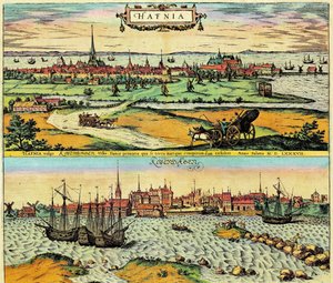 Hafnia/Kobenhavn, Dinamarca de Georg Braun and Hogenberg Franz