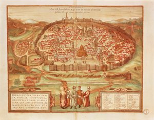 Jerusalén de Civitates Orbis Terrarum de Georg Braun and Hogenberg Franz