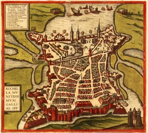 La Rochelle, Francia de Georg and Hogenberg Franz (1535 90) Braun