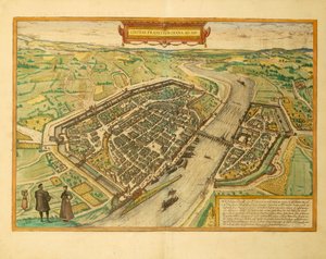 Mapa de Frankfurt de Civitates Orbis Terrarum por Georg Braun de Georg Braun and Hogenberg Franz